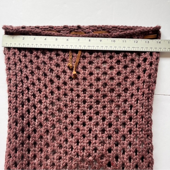 Boho Crochet Festival High Low Skirt Loose Knit Beach Swim  Cover Up Fringe Sz S - Picture 6 of 14